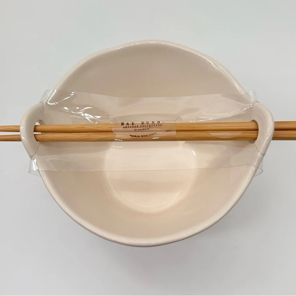 Rae Dunn RAMEN Japanese Style Soup Bowls with Chopsticks